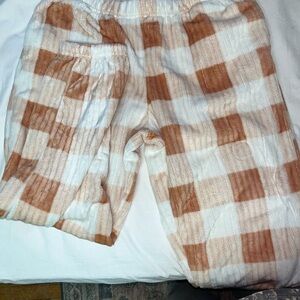 Cozy Plaid Women's Pajama Pants - Cream & Brown